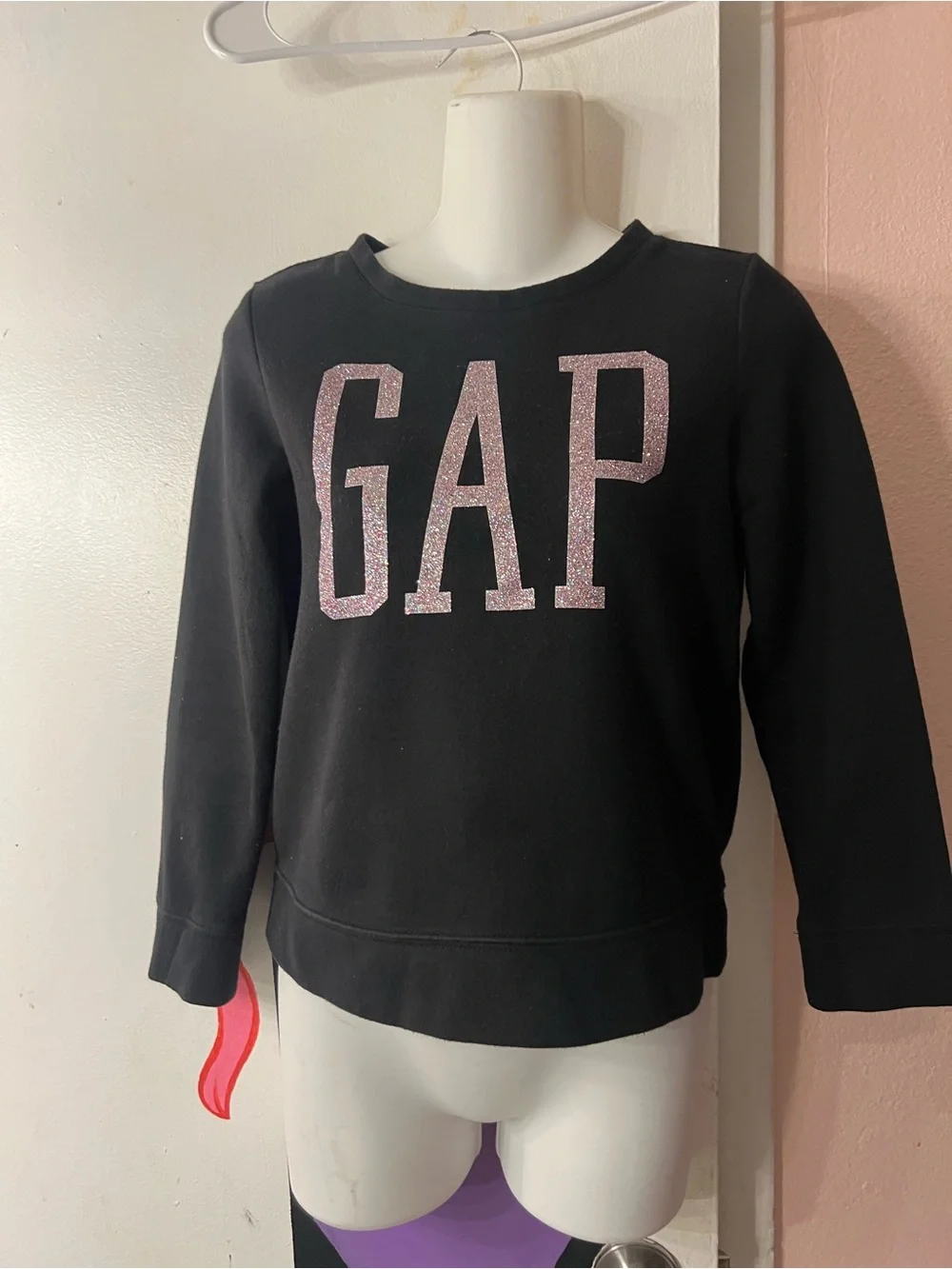 GAP Black Sweatshirt with Pink Glitter Logo